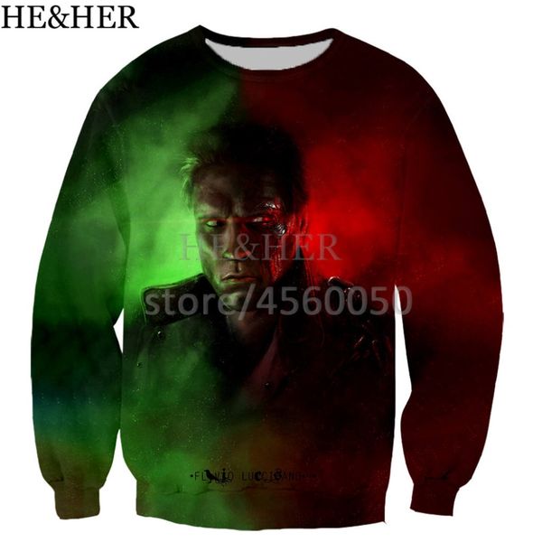 

new movie terminator dark fate sweatshirts 3d print novelty fashion harajuku style long sleeve streetwear, Black