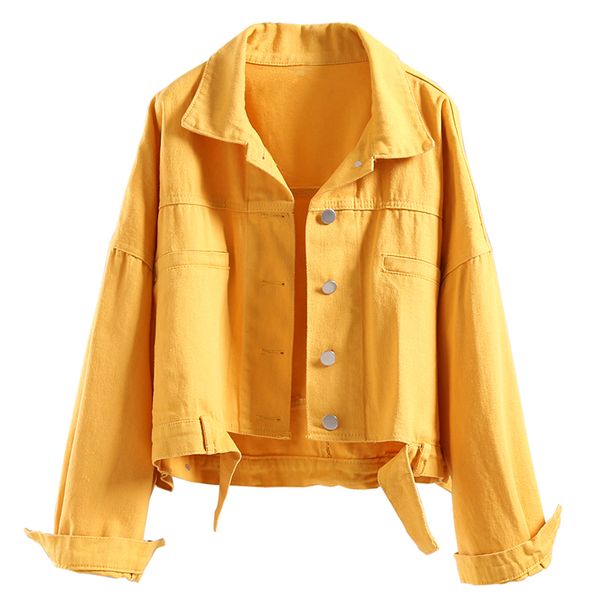 

women's jackets 2021 autumn candy color casual short denim jacket women loose coat ladies female basic clothes sveste femme, Black;brown