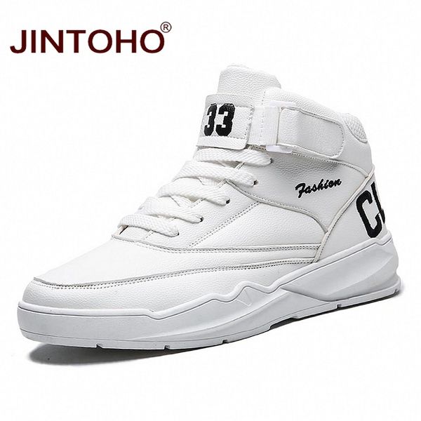 

jintoho men winter boots fashion white leather sneakers casual mens ankle boots male leather boots winter men shoes men booties, Black