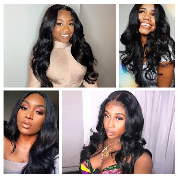 

body wave lace front wig brazilian remy human hair wigs for black women pre plucked hairline with baby hair natural color