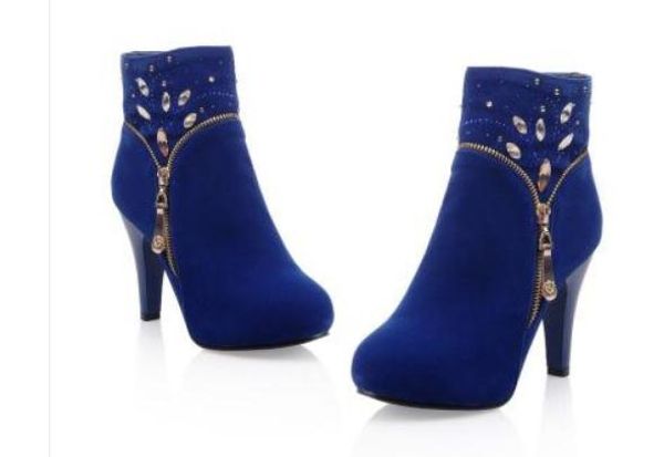 

2018 suede women's boots in winter with new high heel fine heel water drill keep warm non-slip, Black
