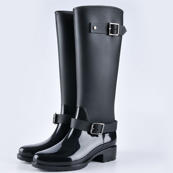 

new women's boots fashion rain boots women's waterproof rain non-slip long water shoes in the tube water women, Black