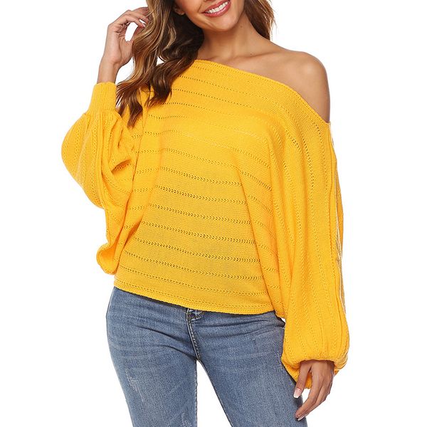 

casual slash neck off-shoulder loose women sweater hood long-sleeved hollow out autumn pullover sweater, White;black