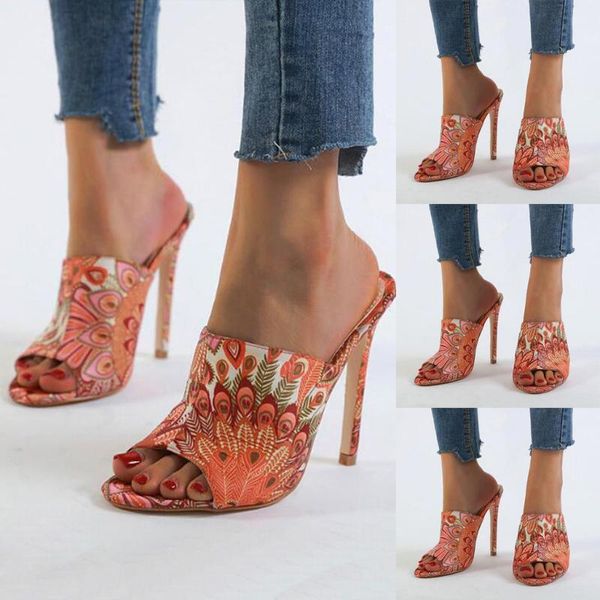 

chinelo slippers women shoes woman's fashion sandals fish mouth high heels open-toe stiletto ladies slippers chaussures femme, Black