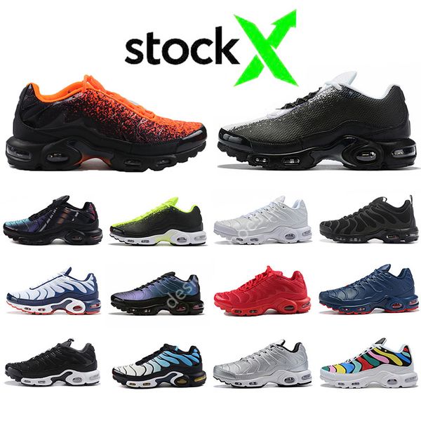 

new arrival tn plus se running shoes for mens sneaker hyper blue triple black white volt mens trainers designer sports sneakers size 36-46