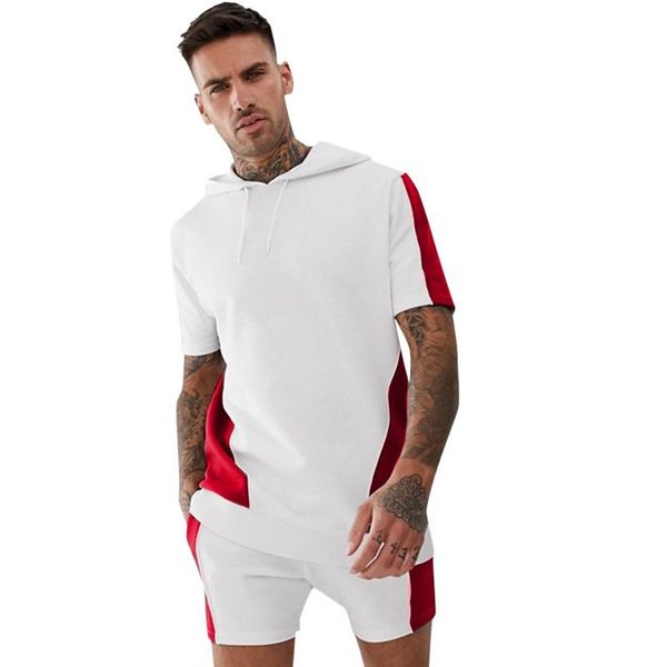 

tracksuit new 2020 men&#039s summer casual sports suit men hooded matchingt-shirt shorts hip hop slim men suit, Gray