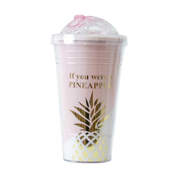 

creative summer ice cup student's double-layer plastic water cup with covered pipette refrigerated crushed ice cup ing