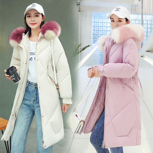 

jacket 2019 back season special selling down cotton-padded clothes cotton girls long coltsfoot dress woman loose coat student, Black