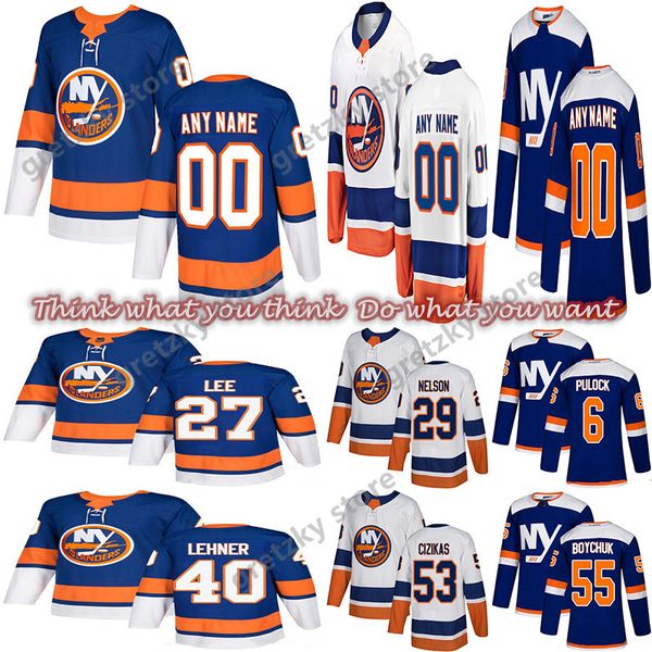 

new york islander jerseys 13 barzal 53 cizikas 27 lee 55 boychuk 29 nelson 40 lehner customize any number any name hockey jersey, Black;red