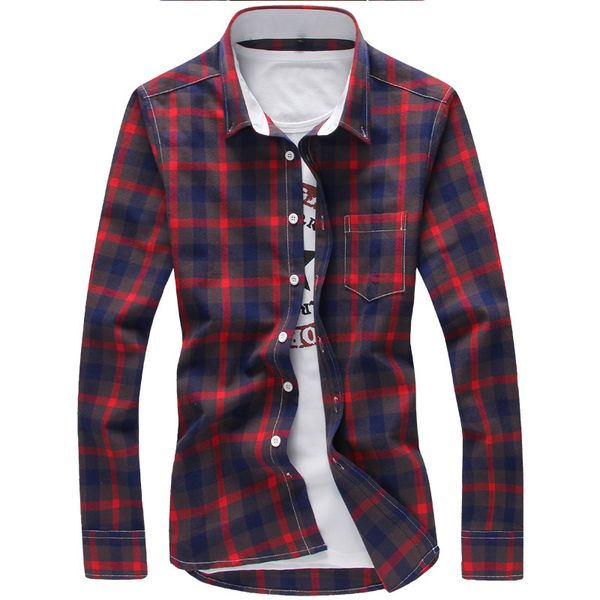 

5xl Plaid Shirts Men Checkered Shirt Brand 2018 New Fashion Button Down Long Sleeve Casual Shirts Plus Size Drop Shipping