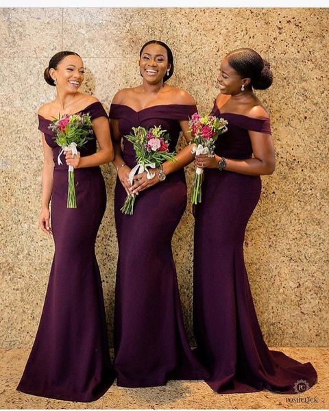 African Nigerian Bury Plus Size Mermaid Brautjungfer vor Schulter Lange formal