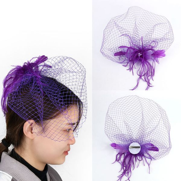 

1pc new fashion wedding headdress bridal feather net bow birdcage face veil fascinator veils