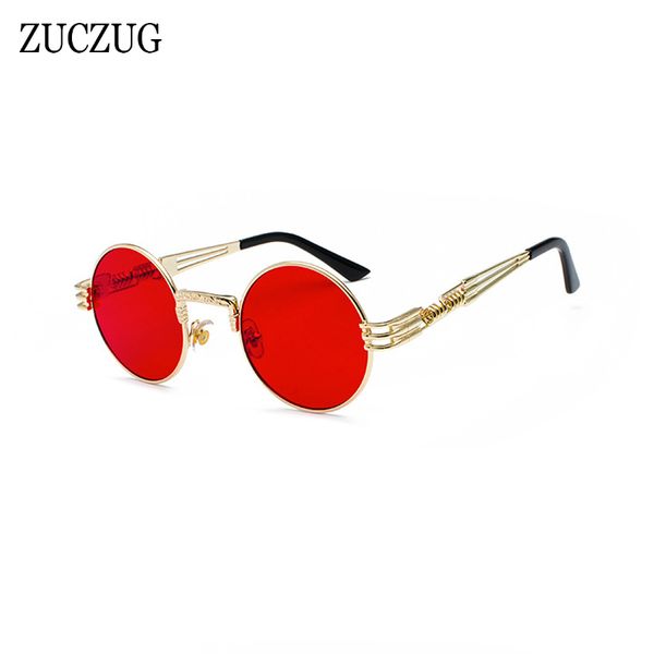 

zuczug retro gothic steampunk sunglasses men brand design vintage metal frame round sun glasses for women shades gafas de sol, White;black
