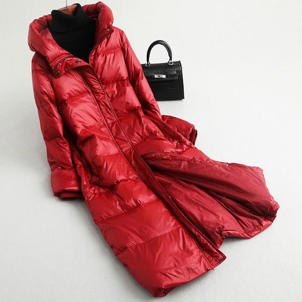 

2019 winter jacket women down coat thick white duck down jacket womens long coats warm hooded coat, Black