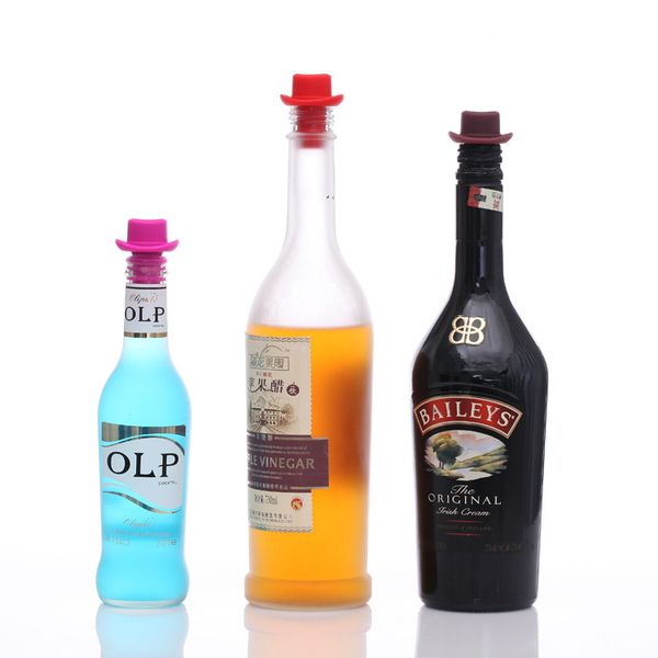 

food-grade silicone homburg bottle sers keep the fresh beer flavor bottles red cowboy hat wine ser tc190427 200pcs