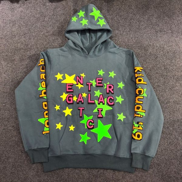 

usa autumn winter flea market cpfm kid cudi enter galactic luminous star limited hoodie puff print men women fleece hoodie hooded sweatshirt, Black