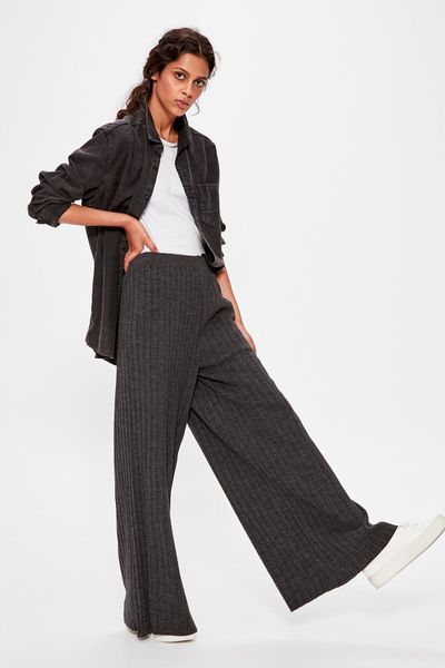 

trendyol anthracite sweater pants twoaw20pl0136, Black;white
