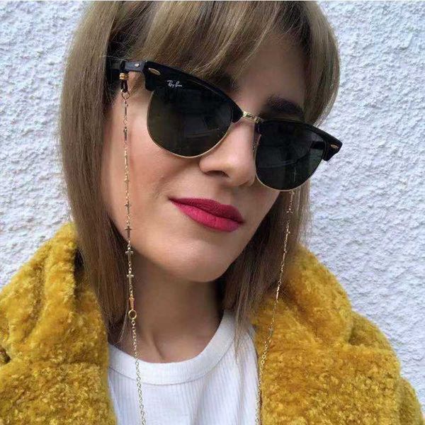 

religion simple hollow cross glasses chain women metal eyeglass chain hanging sunglasses lanyard strap necklace accessory, Silver
