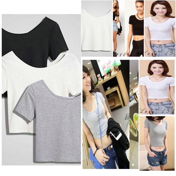 

slash crop blusone short sleeve bare midriff casual white new look crop