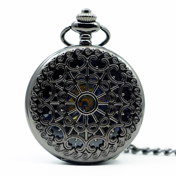 

fashion & casual vintage antique spider web mechanical pocket watch with chain pendant steampunk style watches pjx1239, Slivery;golden