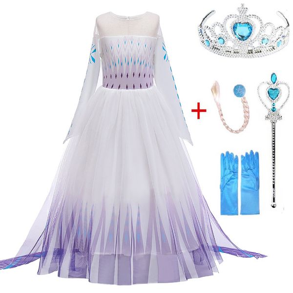 

christmas girl dresses anna elsa 2 cosplay kids party dress halloween girls clothing snow queen anna princess dress kids costume t200624, Red;yellow