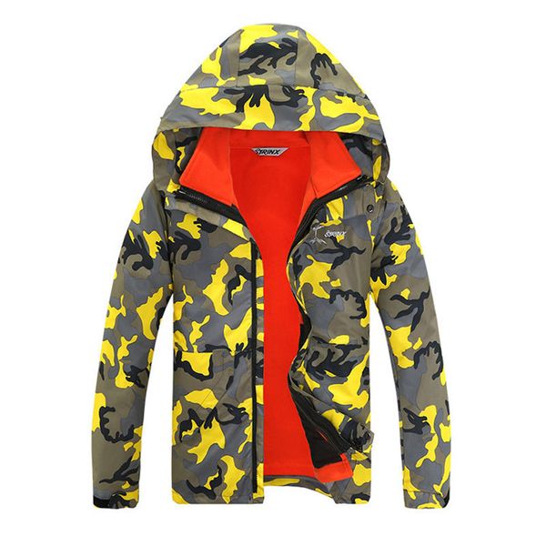 

men's and women's camouflage jacket outdoor leisure two-piece jackets camping hiking ski suits windproof waterproof warm jacket, Blue;black