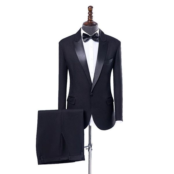 

new custom slim fit black men suits wedding groom tuxedos (jacket+pants) bridegroom set man blazer prom wear 468, Black;gray