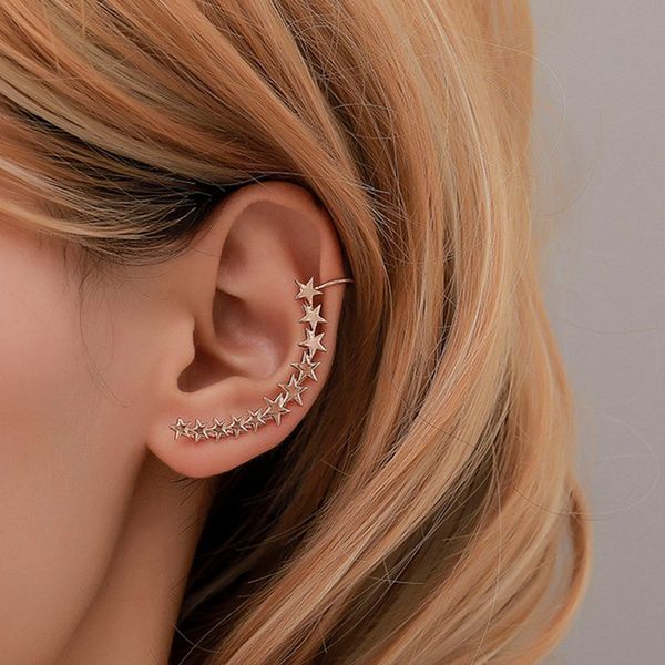 

1 piece fashion ear clip popular five-pointed star retro metal ear hanging personality single star clip jewelry, Silver
