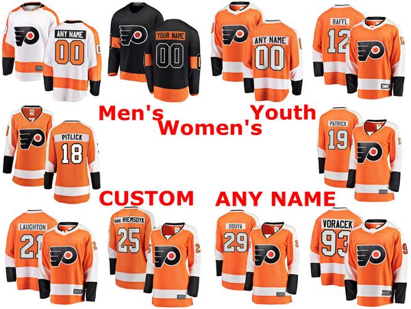 

philadelphia flyers jerseys nolan patrick jersey tyler pitlick michael raffl james van riemsdyk orange white hockey jerseys custom stitched, Black;red