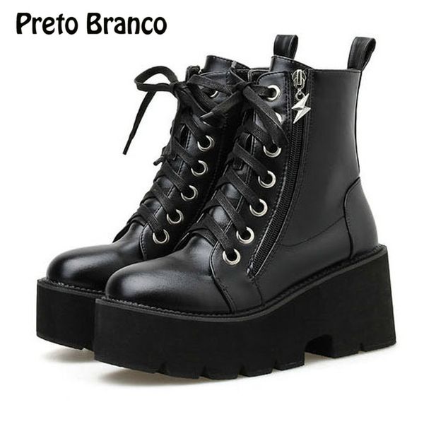 

preto branco 8cm heels boots autumn-style boots high-bottom handsome england style high heel and short -168-60, Black