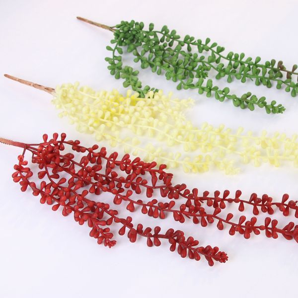 

61cm artificial succulents rattan string of beads real touch wall hanging plant valentine's tears home wedding decor