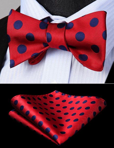 

self bow tie handkerchief set party wedding bow tie mens woven polka dot navy blue red pocket square set bd201r1s, Blue;purple