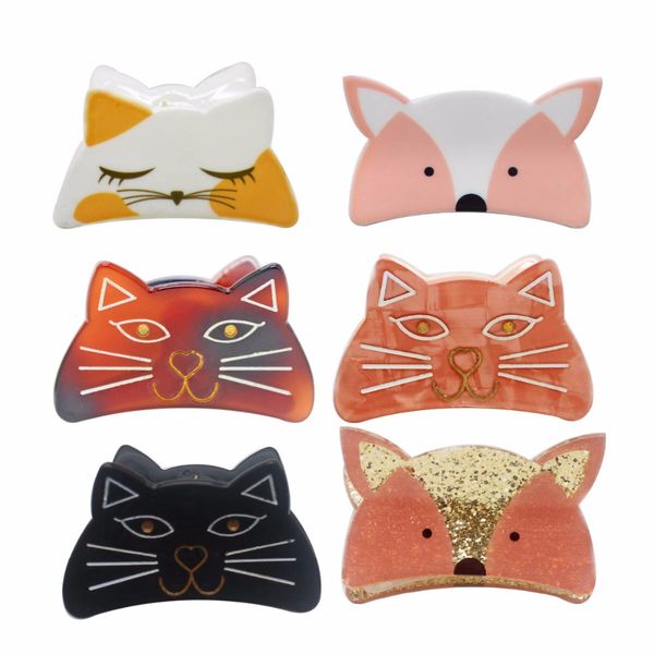 

2018 fashionable very cute hair cat and animals hairgrips summer daily using hair accessories for girls women, Slivery;white