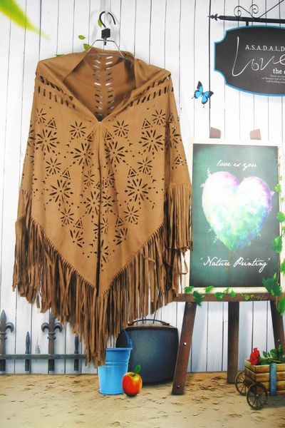 

h80&s90 women hollow shawl fashion rural style snowflake womens retro tassel shawls geometric scarf