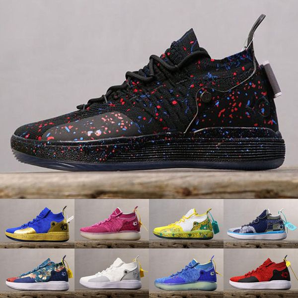 

mens trainers new kd 11 ep white orange foam pink paranoid oreo ice kids basketball shoes kevin durant xi kd11 sneakers, Black