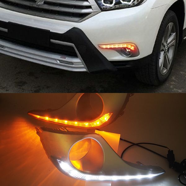 2PCS DRL für Toyota Highlander 2012 2013 2014 Daytime Running Lights Fog Lampe Cover Scheinwerfer Tageslicht-Auto-Styling