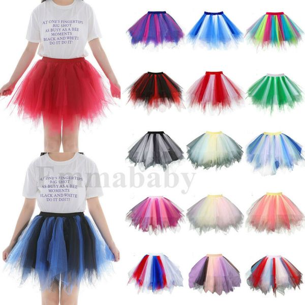

skirts women tulle skirt short tutu fluffy bubble mini 3 layers lining girls ballet dancewear party costume, Black