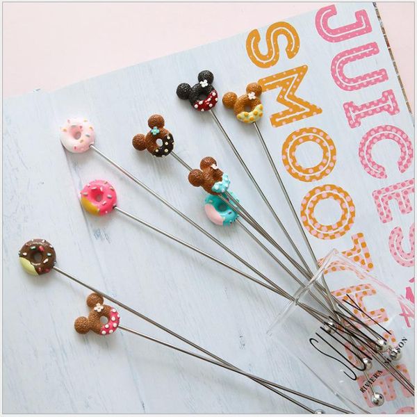 

new stainless steel cartoon animal donut cocktail swizzle sticks coffee milk tea drink stir bar blender party gift dhl