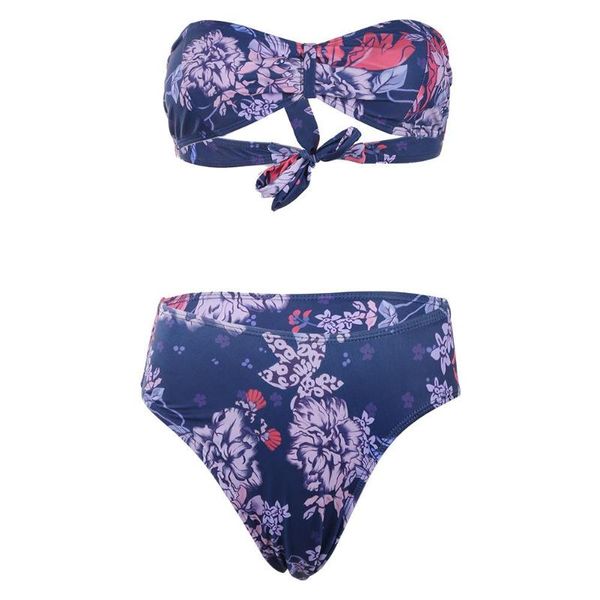 

two-piece women print padded high waist backless split bikini swimsuit, White;black