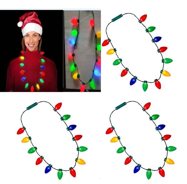 

13 bulb led flashing necklace light bulbs flashlight luminous christmas decorations charm party favor gift supplies 100pcs dhl ship wx9-1577