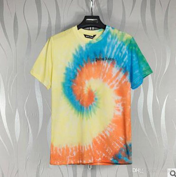 

2020 new arrival palm tree t-shirt men designer colorful tie dye printed angels t shirts summer casual mens cotton short sleeve street