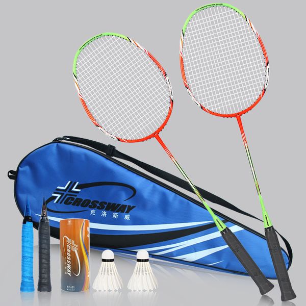 

one pair office staff outdoor sport badminton racket new style highly resilient carbon ultra-light double sbattledore racket