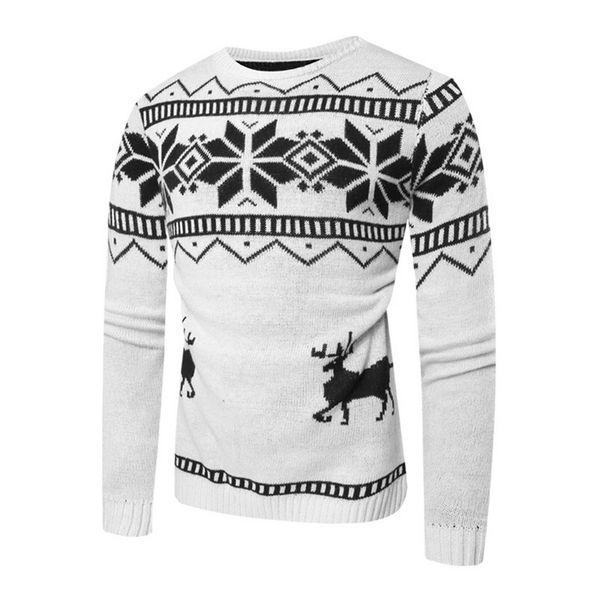

heflashor 2018 new autumn winter pullover men christmas sweater jumper v neck deer pattern slim fit knitted christmas clothes, White;black