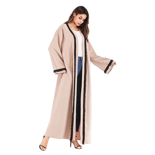 

2019 new arrival muslim women patchwork open abaya dress wholesale islamic women beading dubai abaya s-2xl, Red