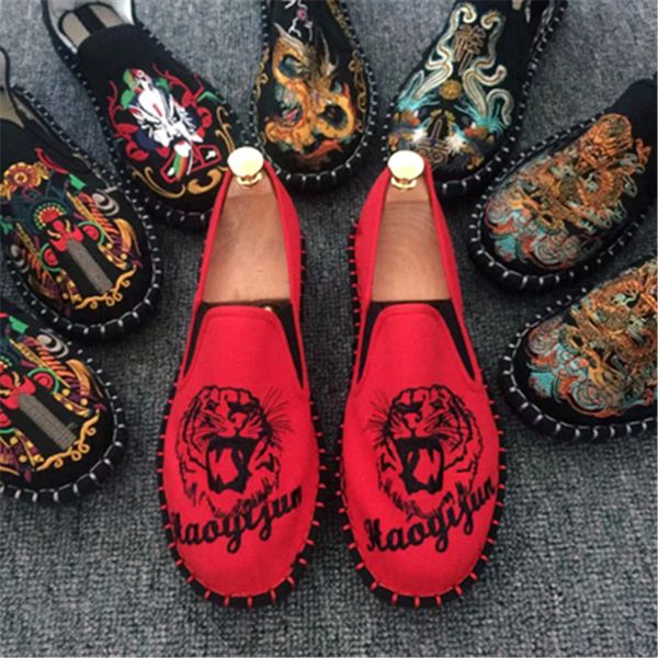 

men shoes harajuku women sneakers canvas embroider mens male loafers shoes flats sale-spring hombre fashion casual zapatos de man pahwn, Black