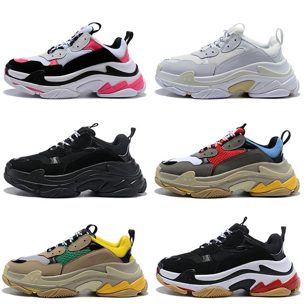 

new platform triple-s sneakers dad shoes black outdoor vintage kanye old grandpa mens trainers leisure casual shoes