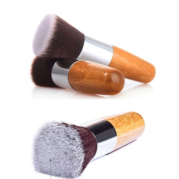 

bamboo handle flat head brush premium soft synthetic hair professional foundation blush brushes for women dhl free