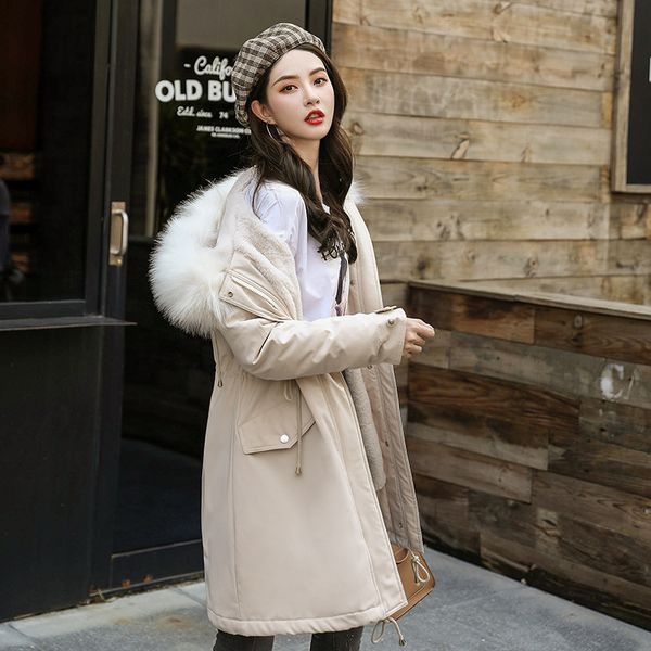 

winter jacket for women 2019 female long hooded parka coat with fur removable fur collar fashion cotton clothing fashion parkas, Black