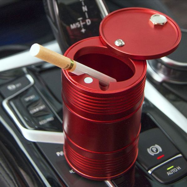 

universal car ashtray portable ashtray with lid aluminum alloy oil drum shape detachable high temperature resistance