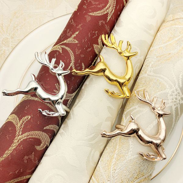 

christmas deer napkin rings alloy napkin buckle l wedding party table decoration silver gold colors